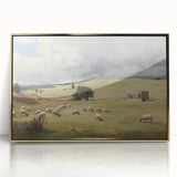 Vintage Pastoral Art - Sheep Grazing on Countryside Canvas