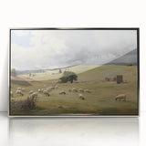 Vintage Pastoral Art - Sheep Grazing on Countryside Canvas