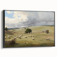 Vintage Pastoral Art - Sheep Grazing on Countryside Canvas