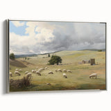 Vintage Pastoral Art - Sheep Grazing on Countryside Canvas