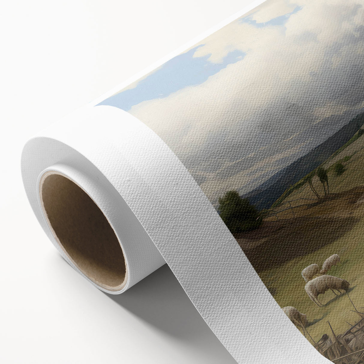 Vintage Pastoral Art - Sheep Grazing on Countryside Canvas