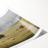 Vintage Pastoral Art - Sheep Grazing on Countryside Canvas