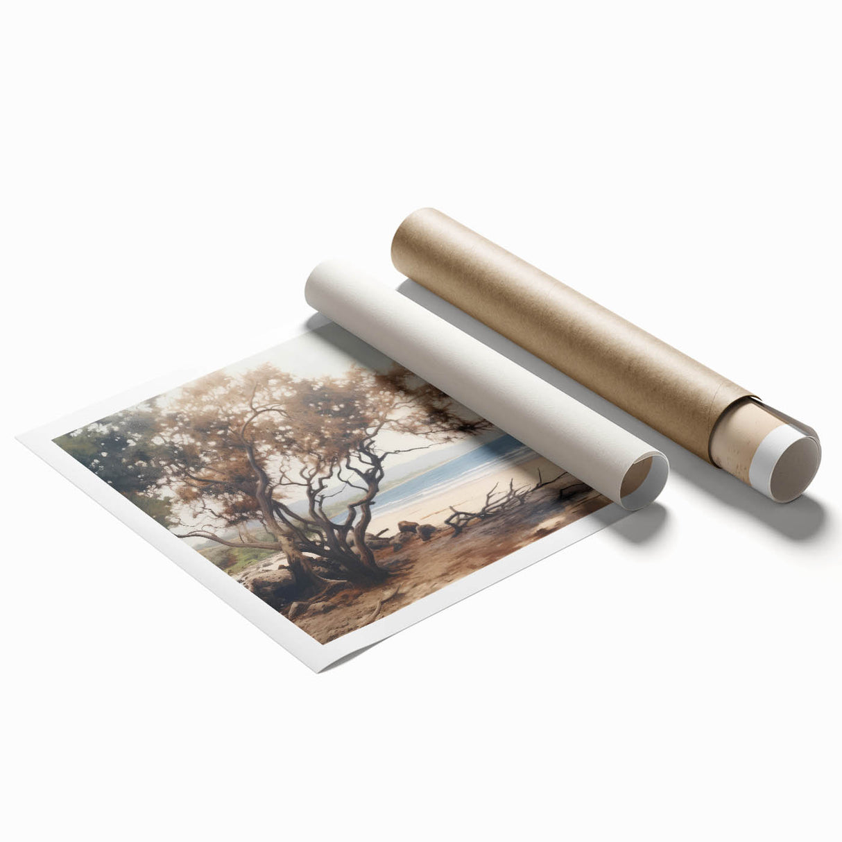 Vintage Landscape Art – Serene Coastal Scenery on Canvas