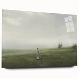 Vintage Landscape Art – Tranquil Countryside with Walking Figure