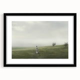 Vintage Landscape Art – Tranquil Countryside with Walking Figure