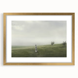Vintage Landscape Art – Tranquil Countryside with Walking Figure