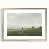 Vintage Landscape Art – Tranquil Countryside with Walking Figure