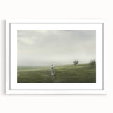 Vintage Landscape Art – Tranquil Countryside with Walking Figure