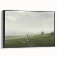 Vintage Landscape Art – Tranquil Countryside with Walking Figure