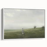 Vintage Landscape Art – Tranquil Countryside with Walking Figure