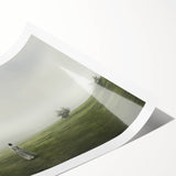 Vintage Landscape Art – Tranquil Countryside with Walking Figure