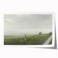 Vintage Landscape Art – Tranquil Countryside with Walking Figure