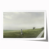 Vintage Landscape Art – Tranquil Countryside with Walking Figure
