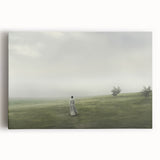Vintage Landscape Art – Tranquil Countryside with Walking Figure