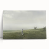 Vintage Landscape Art – Tranquil Countryside with Walking Figure