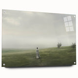 Vintage Landscape Art – Tranquil Countryside with Walking Figure