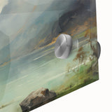 Vintage Landscape Art – Majestic Mountain Reflection in Lake