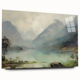 Vintage Landscape Art – Majestic Mountain Reflection in Lake