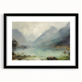 Vintage Landscape Art – Majestic Mountain Reflection in Lake