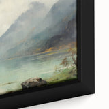 Vintage Landscape Art – Majestic Mountain Reflection in Lake