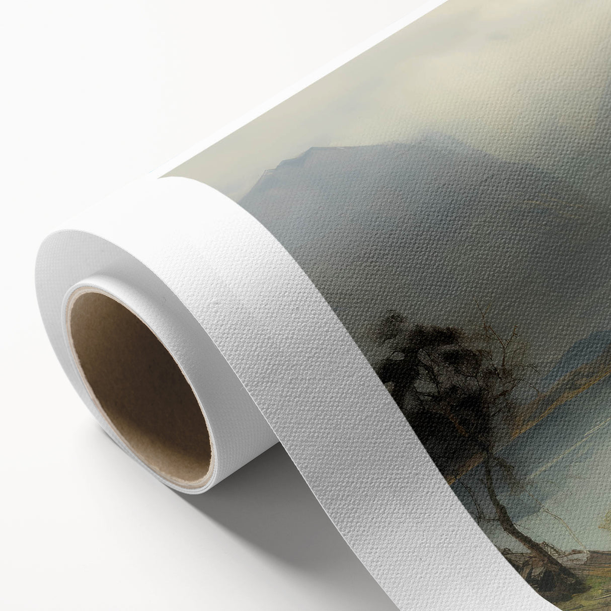 Vintage Landscape Art – Majestic Mountain Reflection in Lake