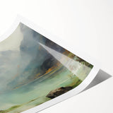 Vintage Landscape Art – Majestic Mountain Reflection in Lake