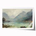 Vintage Landscape Art – Majestic Mountain Reflection in Lake