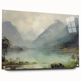 Vintage Landscape Art – Majestic Mountain Reflection in Lake