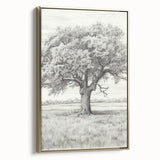Vintage Oak Tree Sketch Art – Classic Monochrome Nature Print