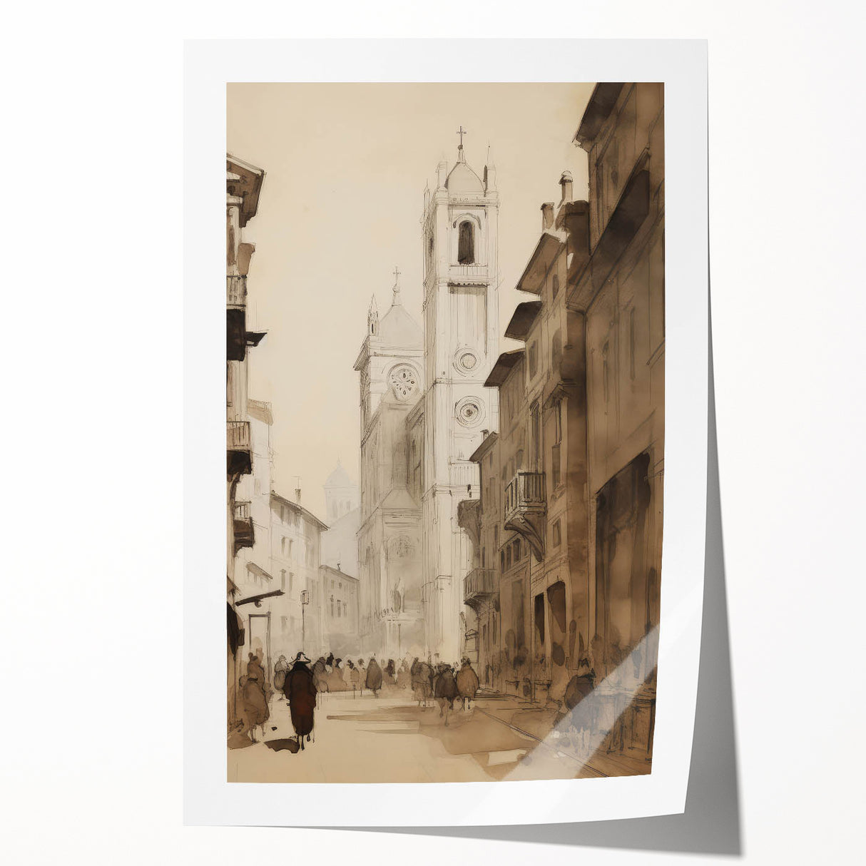 Historic European Cityscape – Vintage Landscape Wall Art