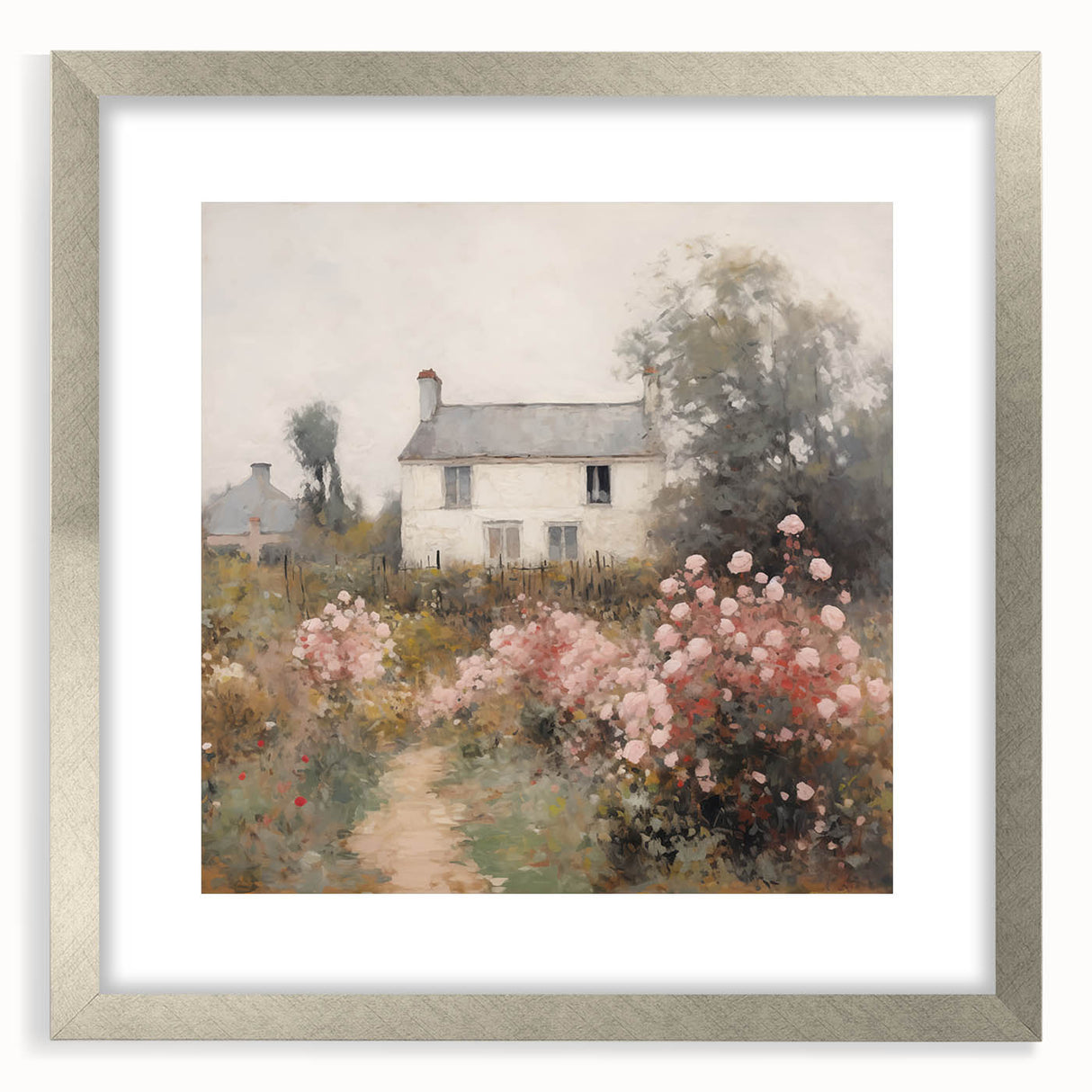 Vintage Cottage Garden Art – Classic Floral Landscape Wall Print