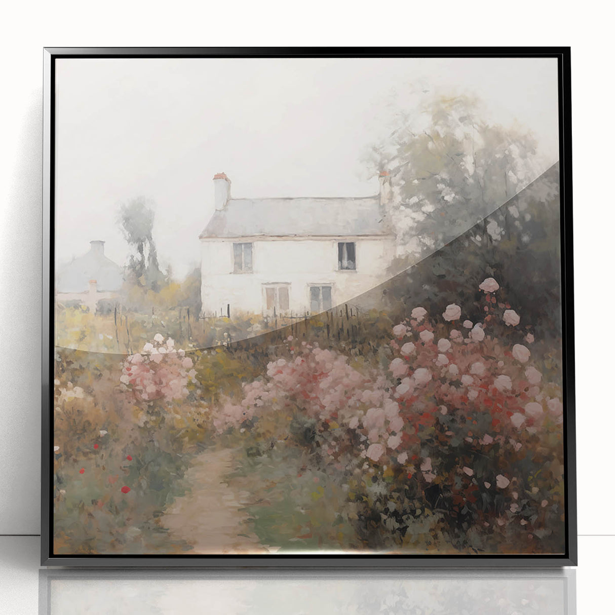 Vintage Cottage Garden Art – Classic Floral Landscape Wall Print