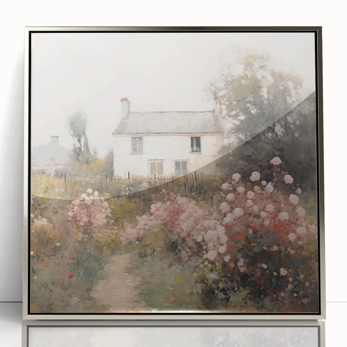 Vintage Cottage Garden Art – Classic Floral Landscape Wall Print