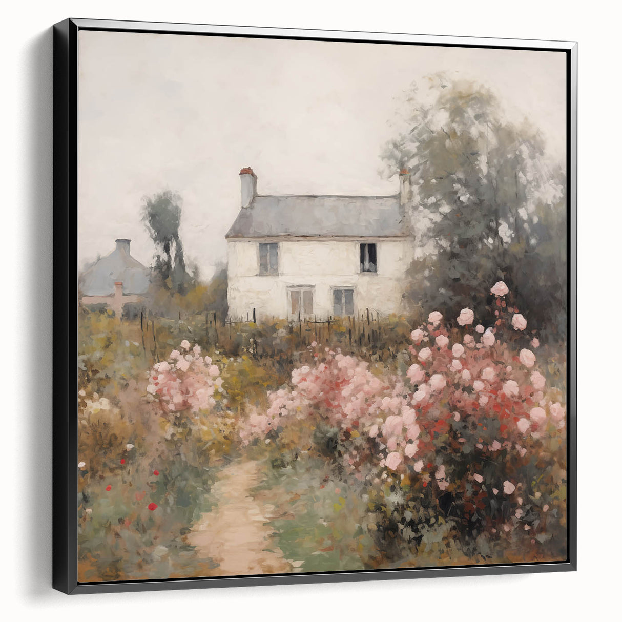 Vintage Cottage Garden Art – Classic Floral Landscape Wall Print