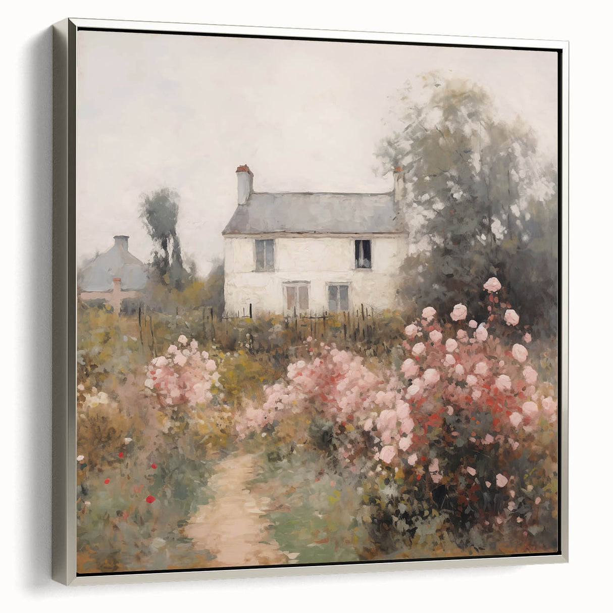 Vintage Cottage Garden Art – Classic Floral Landscape Wall Print