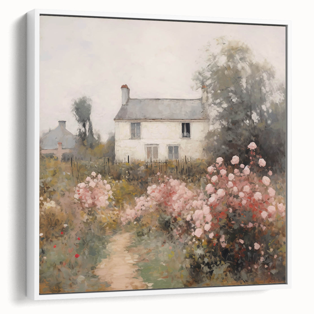 Vintage Cottage Garden Art – Classic Floral Landscape Wall Print
