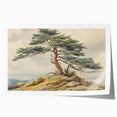 Vintage Landscape Art - Windswept Pine Tree on Rocky Hill