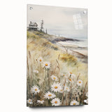Coastal Cottage & Daisies – Vintage Landscape Wall Art