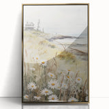 Coastal Cottage & Daisies – Vintage Landscape Wall Art