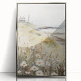 Coastal Cottage & Daisies – Vintage Landscape Wall Art
