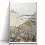 Coastal Cottage & Daisies – Vintage Landscape Wall Art