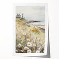 Coastal Cottage & Daisies – Vintage Landscape Wall Art
