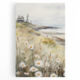 Coastal Cottage & Daisies – Vintage Landscape Wall Art