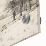 Vintage Landscape Art - Snowy Trees and Footprints in the Winter