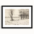 Vintage Landscape Art - Snowy Trees and Footprints in the Winter