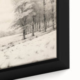 Vintage Landscape Art - Snowy Trees and Footprints in the Winter