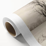 Vintage Landscape Art - Snowy Trees and Footprints in the Winter