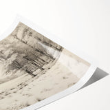 Vintage Landscape Art - Snowy Trees and Footprints in the Winter