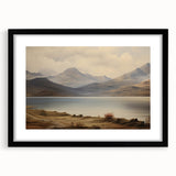Vintage Landscape Art - Majestic Mountain and Lake View