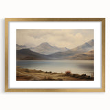 Vintage Landscape Art - Majestic Mountain and Lake View